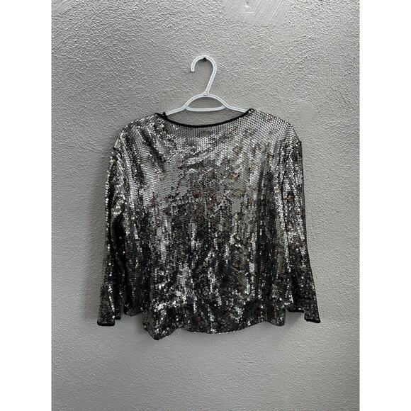 Ruby Rd. Womens Jacket & Tank Top Petite Medium Gold Sequin Animal Print - Picture 6 of 13